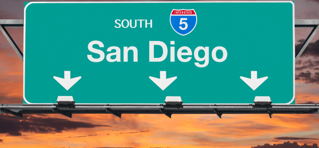 photo of 5 north freeway sign living in san diego vs. los angeles