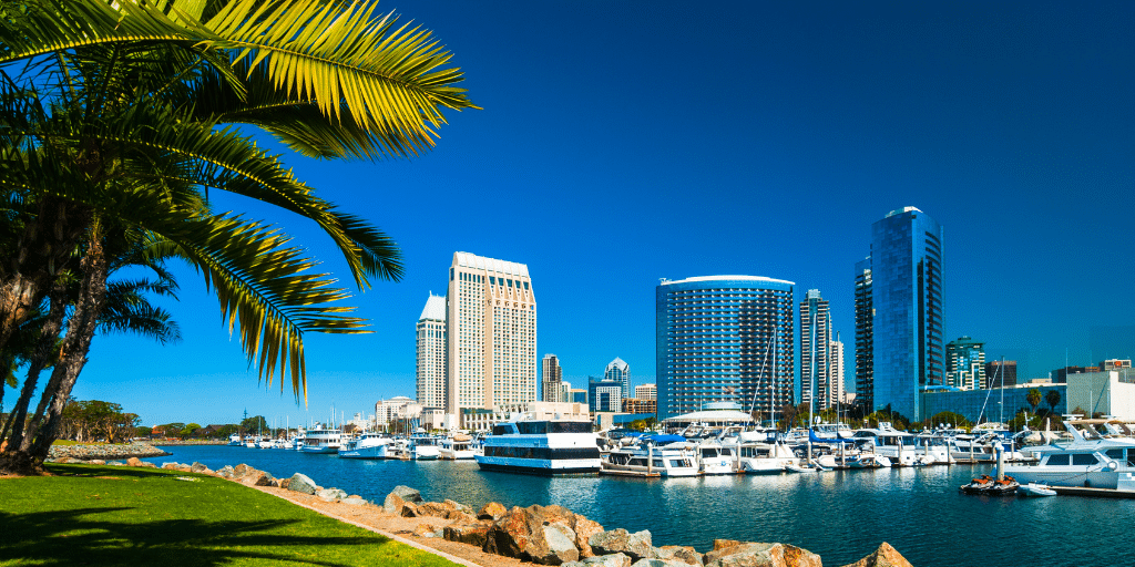 photo of downtown and san diego bay with boats showing what is san diego known for