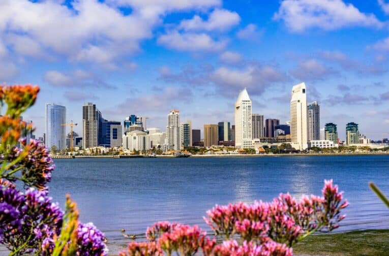 image showing downtown san diego across the bay, san diego vs. los angeles