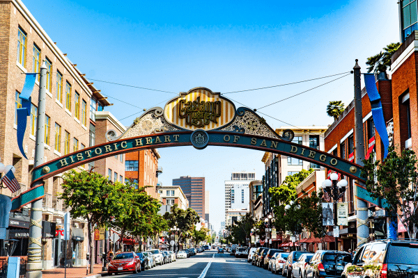 photo of gaslamp historic quarter showing things to do in san diego for couples